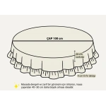 Bej Keten Yuvarlak Firfirli Masa Örtüsü