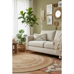 Ham Keten Krem Çapraz Kahve Dantelli Ponponlu 2 Adet Kırlent Kırlent Kılılfı (35 x 55)