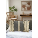 Keten Gri Antrasit Ham Dantel Kırlent 2 Adet Kırlent Kılıfı(35 x 55)