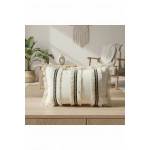 Keten Krem Üç Püsküllü Kırlent 2 Adet Kırlent Kılıfı (35 x 55)