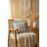 Premium Keten Gri Kalın Çizgili Fırfırlı Kırlent 2 Adet Kırlent Kılıfı (43 x 43 )