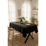 Premium Keten Siyah (DÜZ) Masa Örtüsü