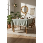 Premium Adaçayı Yeşili Ponponlu Masa Örtüsü