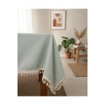 Premium Adaçayı Yeşili Ponponlu Masa Örtüsü