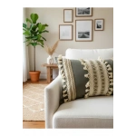 Gri Keten Üçlü Kahverengi Dantelli Kırlent 2 Adet Kırlent Kılıfı