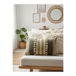 Gri Keten Üçlü Kahverengi Dantelli Kırlent 2 Adet Kırlent Kılıfı