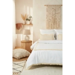 Beyaz Pamuk Keten Kare Püsküllü Tek Kişilik Nevresim Takımı