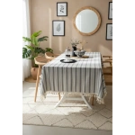 Gri Çizgili HAM Ponponlu Masa Örtüsü