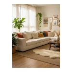 Ham Keten Çoklu Püsküllü Kare Kırlent 2 Adet Kırlent Kılıfı 43x43