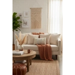 Ham Keten Üç Dantelli Ponponlu Kırlent 2 Adet Kırlent Kılıfı