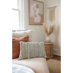 Ham Keten Üç Dantelli Ponponlu Kırlent 2 Adet Kırlent Kılıfı