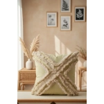 Sarı Renk Keten Çoklu Püsküllü Kırlent 2 Adet Kırlent Kılıfı