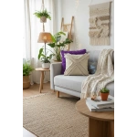 Sarı Renk Keten Çoklu Püsküllü Kırlent 2 Adet Kırlent Kılıfı