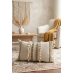 Özel Tasarım Kahverengi Dantelli Krem Kırlent 2 Adet Kırlent Kılıfı [35x55]