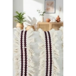 3 Püsküllü Ara Desenli Keten Krem Kırlent 2 Adet Kırlent Kılıfı