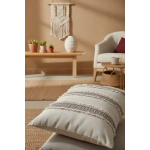 Mini Çift Püsküllü Keten Krem Kırlent 2 Adet Kırlent Kılıfı (43 x 43)