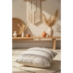 Mini Çift Püsküllü Keten Krem Kırlent 2 Adet Kırlent Kılıfı (43 x 43)