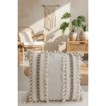 Kalın Dantel Ponponlu Krem Kırlent 2 Adet Kırlent Kılıfı (43 x 43)