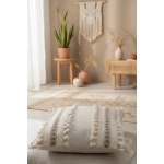 Kalın Dantel Ponponlu Krem Kırlent 2 Adet Kırlent Kılıfı (43 x 43)