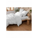 Beyaz Yıkanmış Çift Kişilik Nevresim Yastık Seti (200 X 220)