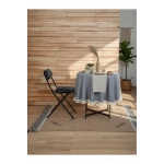 Gri Antrasit Keten Yuvarlak Masa Örtüsü (ham Ponponlu)