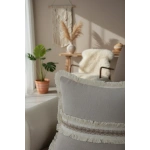 Bej Keten Jüt Dantelli Kırlent 2 Adet Kırlent Kılıfı (43 x 43)