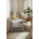 Antrasit Keten Jüt Dantelli Kırlent 2 Adet Kırlent Kılıfı (43 x 43)