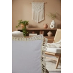 Keten Beyaz Ponponlu Kırlent 2 Adet Kırlent Kılıfı (43 x 43)