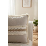 Keten Bej Kalın Dantel Kırlent 2 Adet Kırlent Kılıfı 43 X 43