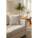 Bej Püsküllü Kırlent 2 Adet Kırlent Kılıfı 43 X 43