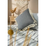 Gri Antrasit Ponponlu Kırlent 2 Adet Kırlent Kılıfı (43 x 43)