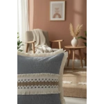 Gri Antrasit Kalın Dantel Kırlent 2 Adet Kırlent Kılıfı (43 x 43)