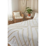 Beyaz Pamuk Keten Çoklu Püsküllü Çift Kişilik Nevresim Takımı (2 Yedek Yastıklı)