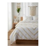 Beyaz Pamuk Keten Çoklu Püsküllü Çift Kişilik Nevresim Takımı (2 Yedek Yastıklı)