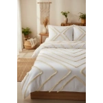 Beyaz Pamuk Keten Çoklu Püsküllü Tek Kişilik Nevresim Takımı (1 Yedek Yastıklı)
