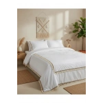 Beyaz Ponponlu %100 Pamuk Tek Kişilik Nevresim Takımı