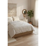 Bej Pamuk Keten Ikili Baklava Desen Ponponlu Tek Kişilik Nevresim Takımı(YEDEK YASTIKLI)