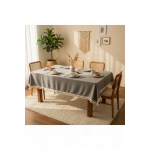 Gri Antrasit Pamuk Keten Ham Ponponlu Masa Örtüsü