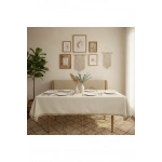 Organik Ham Keten Krem Jüt Dantelli Masa Örtüsü