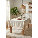 Organik Ham Keten Krem Ponponlu Masa Örtüsü