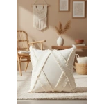 Özel Tasarımkare Çapraz Kokoş Tekli Keten Krem Kırlent 2 Adet Kırlent Kılıfı (43 x 43)