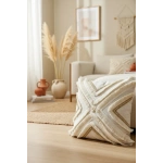 Özel Tasarım Çoklu Püsküllü Motifli Keten Krem Kırlent 2 Adet Kırlent Kılıfı (43 x 43)