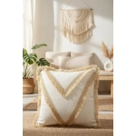 Özel Tasarım Keten Krem Kırlent 2 Adet Kırlent Kılıfı (43 x 43)