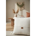 Özel Tasarım Çapraz Çift Püsküllü Keten Krem Kırlent 2 Adet Kırlent Kılıfı (43 x 43)