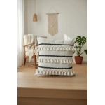 Özel Tasarım Siyah Şeritli Keten Krem Kırlent 2 Adet Kırlent Kılıfı