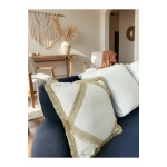 Özel Tasarım Keten Krem Kırlent 2 Adet Kırlent Kılıfı