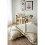 Özel Tasarım Keten Krem Kırlent 2 Adet Kırlent Kılıfı