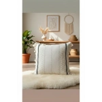 Özel Tasarım Runner Dantelli Keten Krem Kırlent 2 Adet Kırlent Kılıfı (43 x 43)