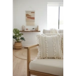 Özel Tasarım Ham Kalın Dantelli Keten Kırlent 2 Adet Kırlent Kılıfı (43 x 43)