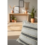 Özel Tasarım Siyah Püsküllü Keten Krem Kırlent 2 Adet Kırlent Kılıfı (43 x 43)